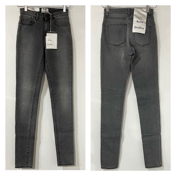 NWT Acne Pin High Waist Skinny Leg Denim Fenmore Gray 24/32‎ - Picture 1 of 5